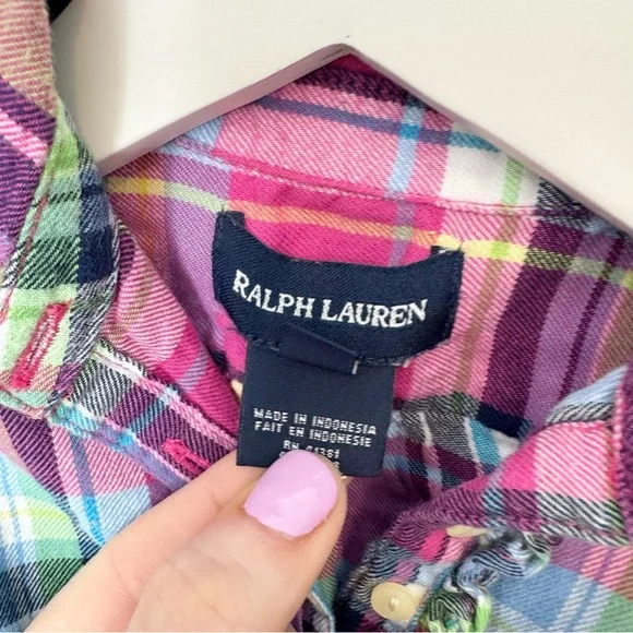 Ralph Lauren Baby Girl Plaid Shirt w Ruffles - 12 months - Picture 3 of 6